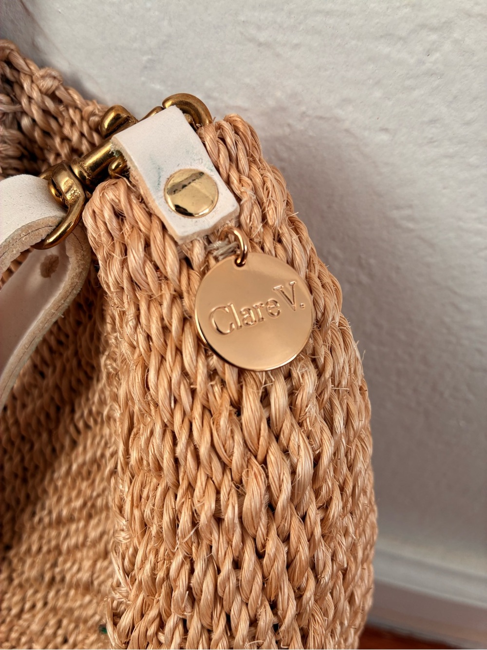 Clare V. Alice Circle Bag in natural woven raffia - Picture 2 of 5